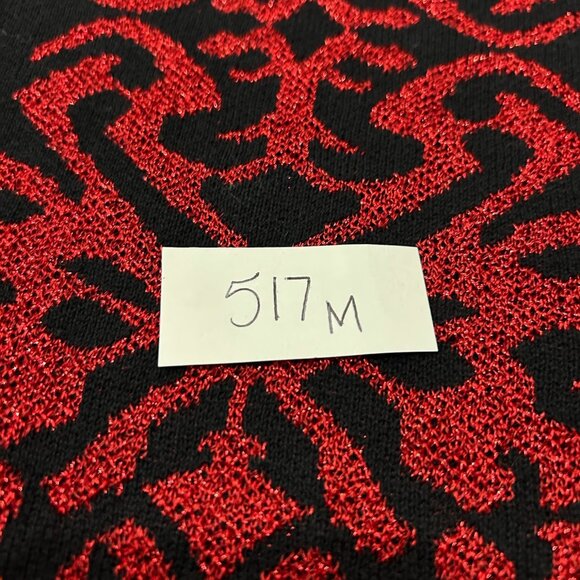 Carmen Carmen Marc Valvo Off The Shoulder Sweater Dress Red Black Sz XL Damask - Picture 9 of 10